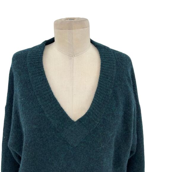 3.1 Phillip Lim Lofty V-Neck Sweater Cropped Alpaca Wool Green Size Small - Picture 3 of 10